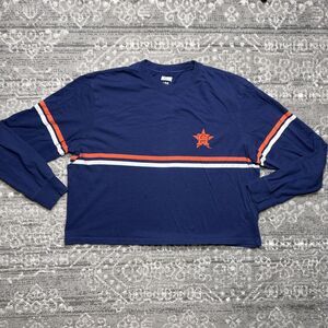 Houston Astros Tailgate Womens Large Long Sleeve Crop T Shirt Retro MLB Baseball